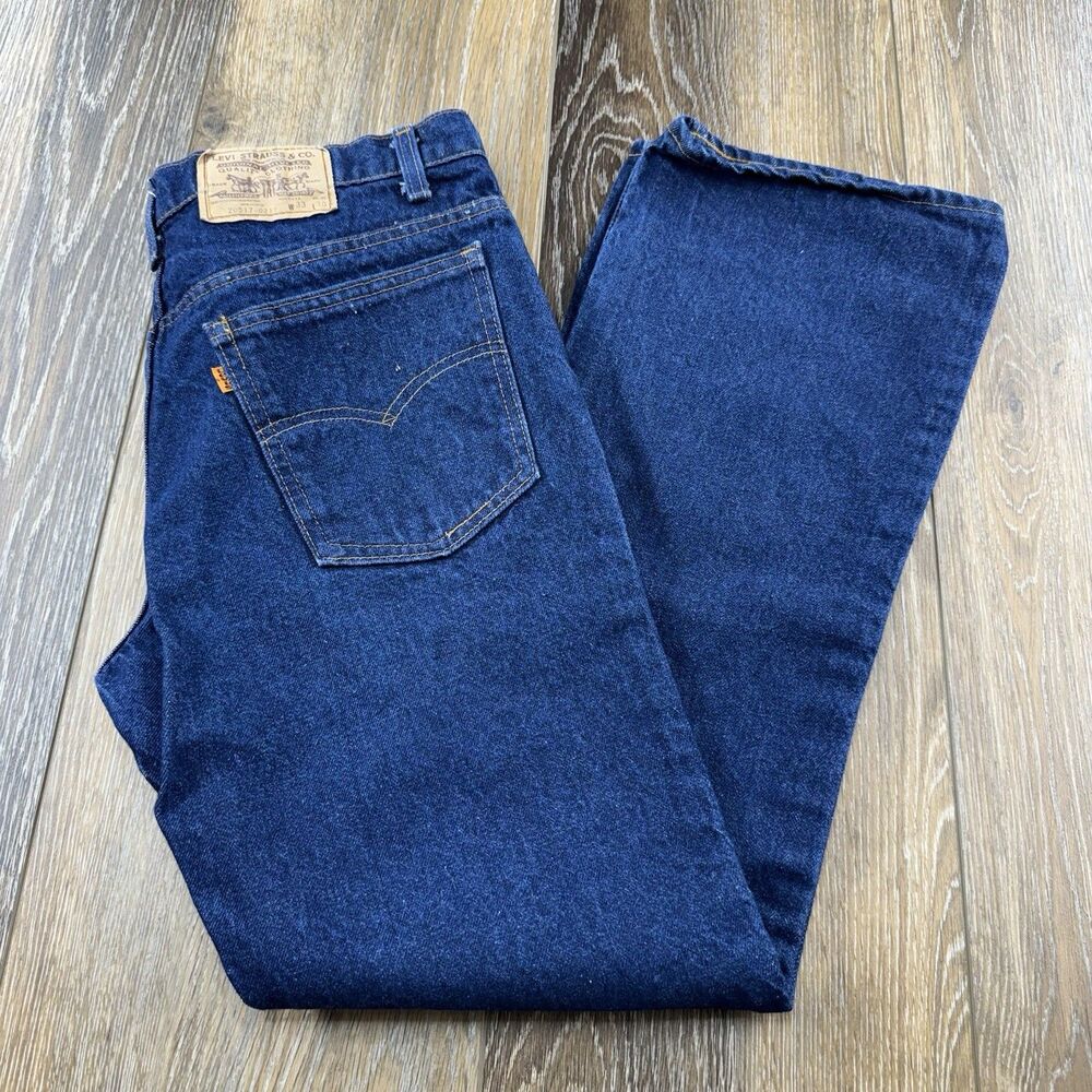 Vintage Levis 517 Orange Tab Jeans Mens 33 X 30 Dark Wash Bootcut USA 80s Cowboy